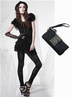 2012 Evening Designer PU Leather Rivet Lady Girls Clutch Purse Wallet 