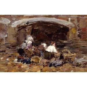   name Laundresses near a Bridge, By Boudin Eugène 