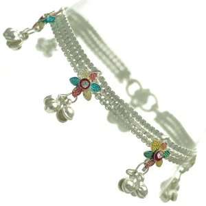  Abhilasha Silver Multi Coloured Ankle Chain: Jewelry
