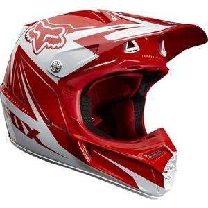  Fox Racing V3 Race Helmet White/Red M: Automotive