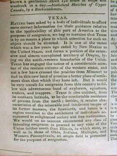   Report on AMERICAN EMIGRATION to TEXAS when Mexico Province  