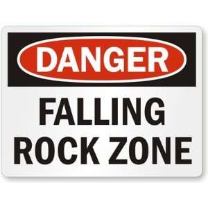  Danger: Falling Rock Zone Aluminum Sign, 24 x 18 Office 
