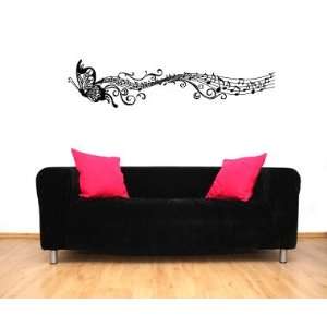  Abstract Butterfly and Music Notes Vinyl Wall Decal 