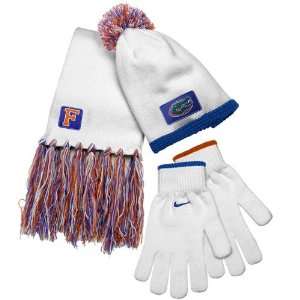   White Royal Blue Beanie, Scarf & Glove Winter Set: Sports & Outdoors