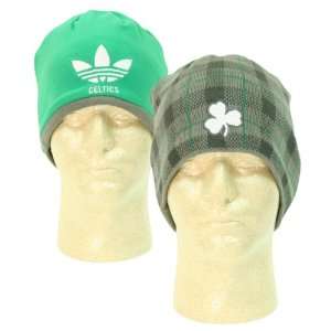   Reversible Winter Knit Beanie Hat   Plaid / Green: Sports & Outdoors