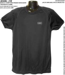   shirt w integrated shoulder pads model 27b color black size medium