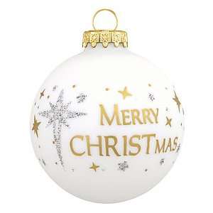  White Merry Christmas Glass Ornament: Home & Kitchen