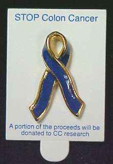 Blue Ribbon Colon Cancer Awareness Lapel Pin Tac New  