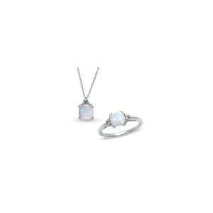   Opal Ring and Pendant Set in 14K White Gold with Diamonds opal rings