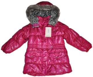   Girls PINK winter Bubble Coat Longer Animal Print Hooded NEW 18 month
