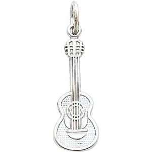 14K White Gold Acoustic Guitar Charm: Jewelry