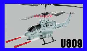 3CH MISSILE LAUNCHING RC Gyro Cobra HELICOPTER U809 NEW  