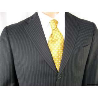 Hart Schaffener Marx $695 Mens 42 S 42S Suit 1887 Black Pinstripe 