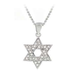 Sterling Silver and Cubic Zirconia Star of David Pendant 