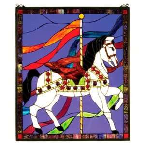 20.5W X 24H Carousel Horse Stained Glass Window: Home 