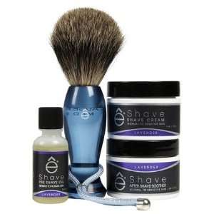 eShave Essentials Set with Fine Shave Brush (Blue)   Verbena Lime