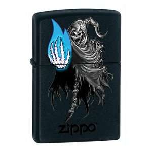  Grim Reaper with Flaming Hand Black Matte Zippo Lighter 