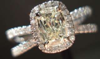 39ct Light Yellow Cushion Diamond Halo Ring 18kt R3147 Diamonds by 