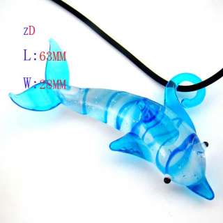 g323 Adorable Multi Colors Dolphin Murano Lampwork Glass Pendant Chain 
