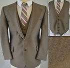 Vintage MOD Mens Brown 3 Pc Vest Suit 35R  
