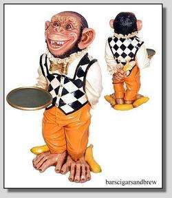 Monkey Butler Ape STATUE w gold serving tray 3  