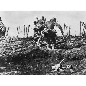 German Troops Attacking on the Western Front During World War I 