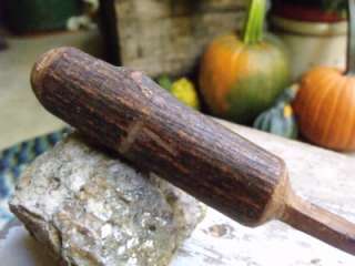   Antique 1800s Carved Tree Branch Wood Spoon Signed L M Folk Art  