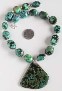 WOW STUNNING NATURAL TURQUOISE/925 SILVER NECKLACE  