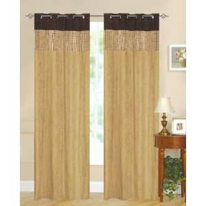  Carly Velour Suede Gold & Brown Two Grommet Panels