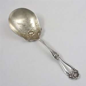 American Beauty Rose by 1847 Rogers, Silverplate Berry Spoon, Engraved 