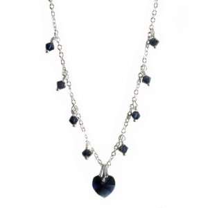 Heart Necklace with SWAROVSKI ELEMENTS Crystal Dark Indigo Blue Heart 
