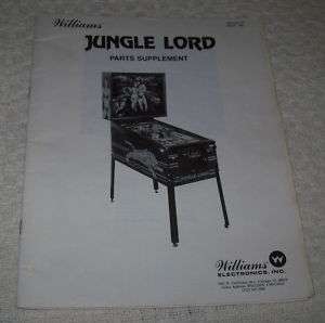 WILLIAMS JUNGLE LORD PINBALL MACHINE PARTS BOOK + EXTRA  