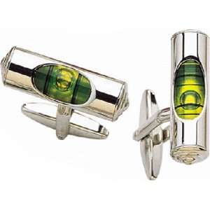  Cufflinks Inc Mens Green Level Cufflinks Silver/Green 