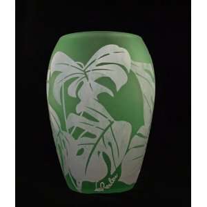  French Art Glass Art Nouveau Etched Palm Vase: Home & Kitchen