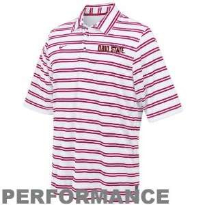 Nike Ohio State Buckeyes White Striped Conference Performance Polo