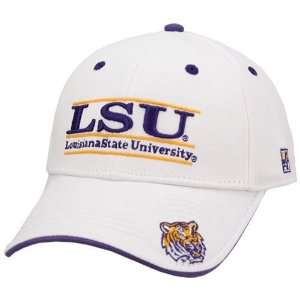 The Game LSU Tigers White 3 Bar Stretch Fit Hat:  Sports 