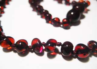 Genuine Beads Baltic Amber Baby Teething Necklace Dark Cherry Color 
