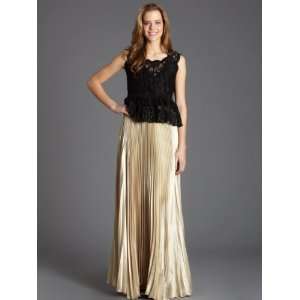  Von Vonni Long Pleated Skirt / White Gold RaVon sz:Large 