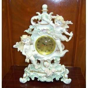   Angels Sculpture Figurine Table Clock    16 White