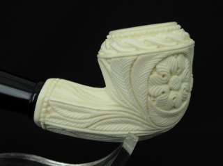 FLORAL Tobacco Smoking Meerschaum Pipe Pipes wCASE+STAND+POUCH 