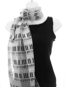 NEW MUSIC SCARF NOTES G CLEF PIANO KEYS MUSICAL SCARVES
