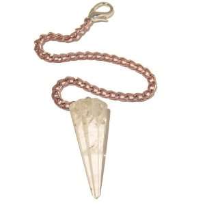  Quartz Pendulum 11 Faceted Pink Chain Silver Clasp Crystal 