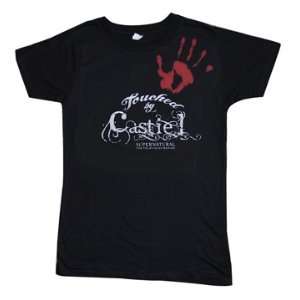  Supernatural TOUCHED BY CASTIEL Girls Fitted T Shirt Size 