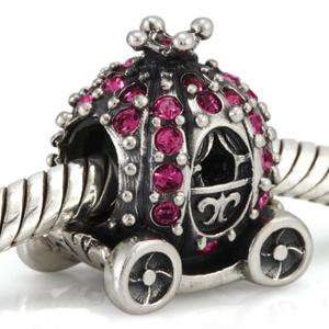 Authentic Ohm Princess Carriage Bead Sterling Silver and Pink Crystal 