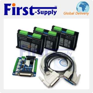 3x M542H Stepper Motor Driver + 5 Axis Breakout Board +Connector 