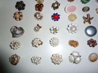 Vintage Clip Earrings Singles 50+ Fifty Plus Lot Clusters, Plastic 