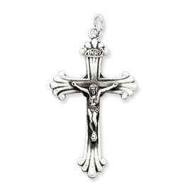 New Sterling Silver Antiqued INRI Crucifix Pendant  