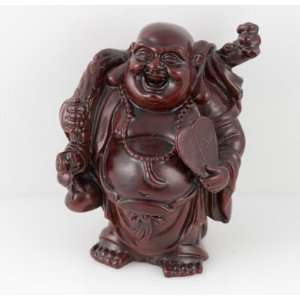  Red Soapstone Laughing Buddha Figurine 