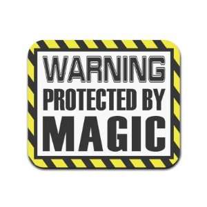   Warning Protected By Magic Mousepad Mouse Pad: Computers & Accessories