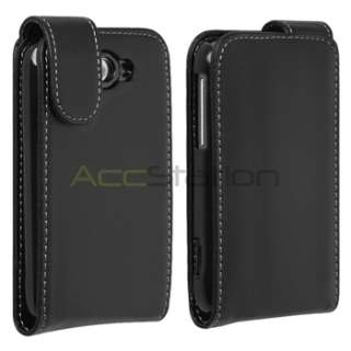 Black Leather Flip Case Pouch Cover For HTC Wildfire G8  